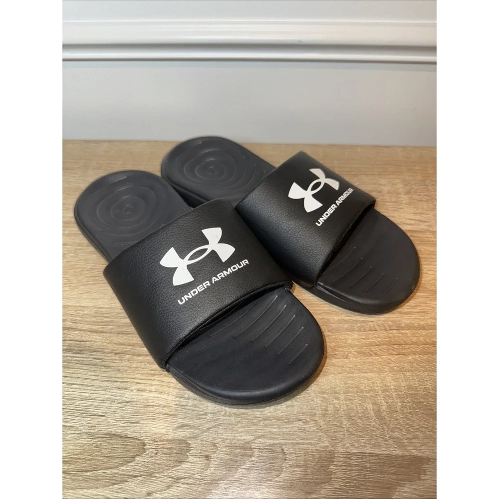 Under Armour men's UA Ansa fixed Black slides 3023761-004‎ Size 7